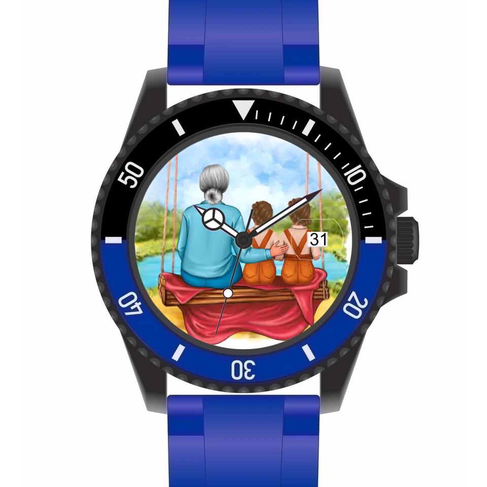 Oma mit Enkelin und Enkel | Personalisierte Armbanduhr (Unterschiedliche Uhr-Modelle wählbar!