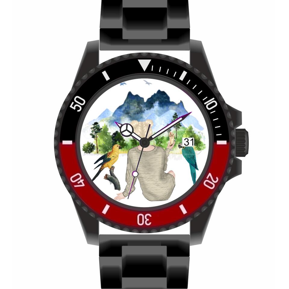 Tierfreunde - Vögel (2 Vogel) | Personalisierte Armbanduhr (Unterschiedliche Uhr-Modelle wählbar!