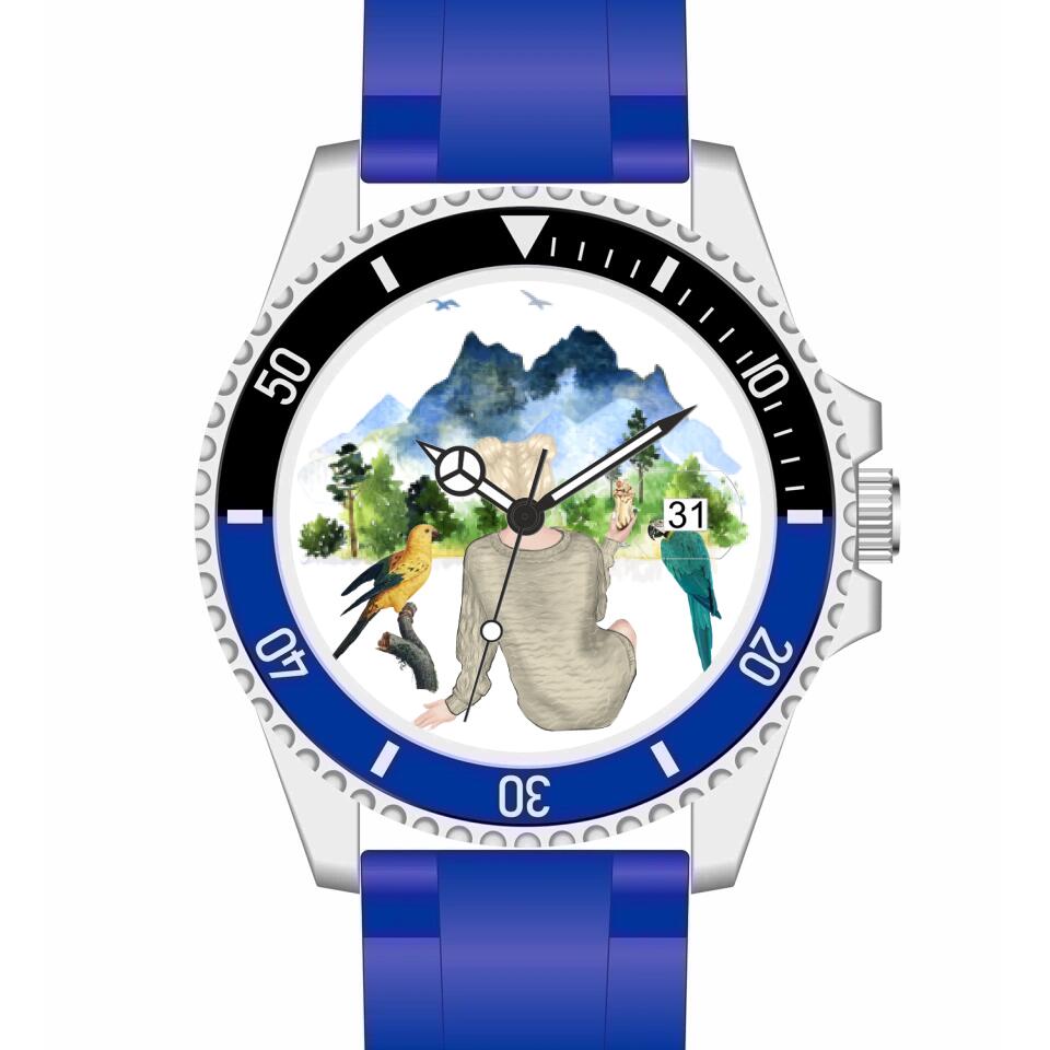 Tierfreunde - Vögel (2 Vogel) | Personalisierte Armbanduhr (Unterschiedliche Uhr-Modelle wählbar!