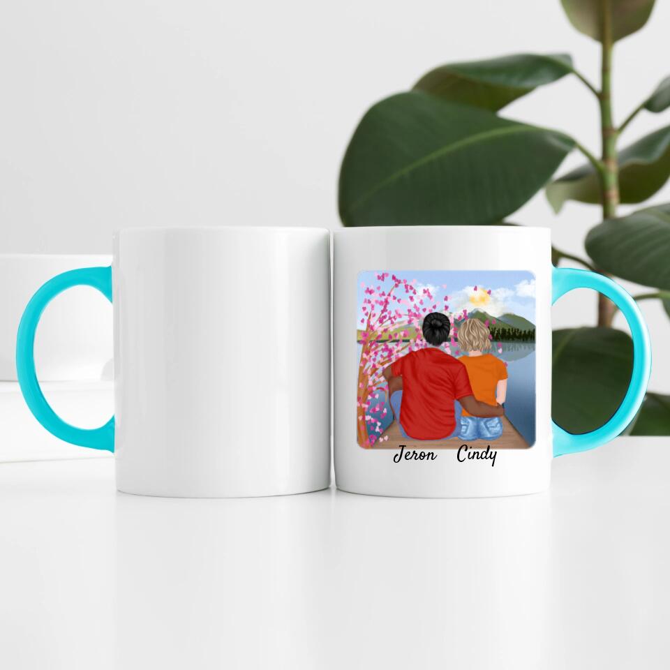 Pärchen mit T-Shirts | Personalisierte Tasse