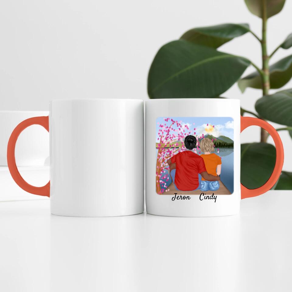 Pärchen mit T-Shirts | Personalisierte Tasse