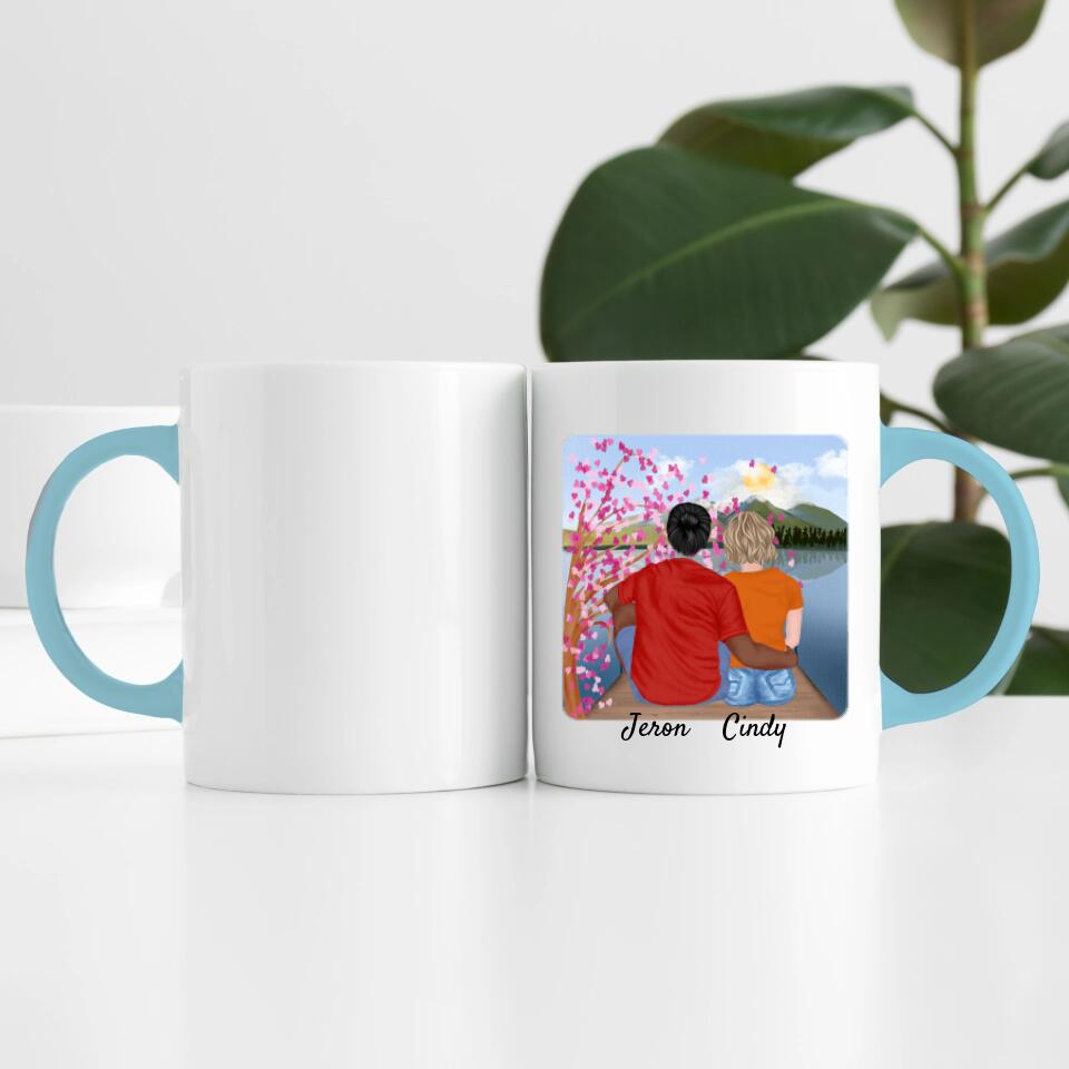 Pärchen mit T-Shirts | Personalisierte Tasse