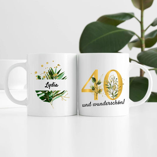 "Edel & Floral" Geburtstag | Personalisierte Tasse