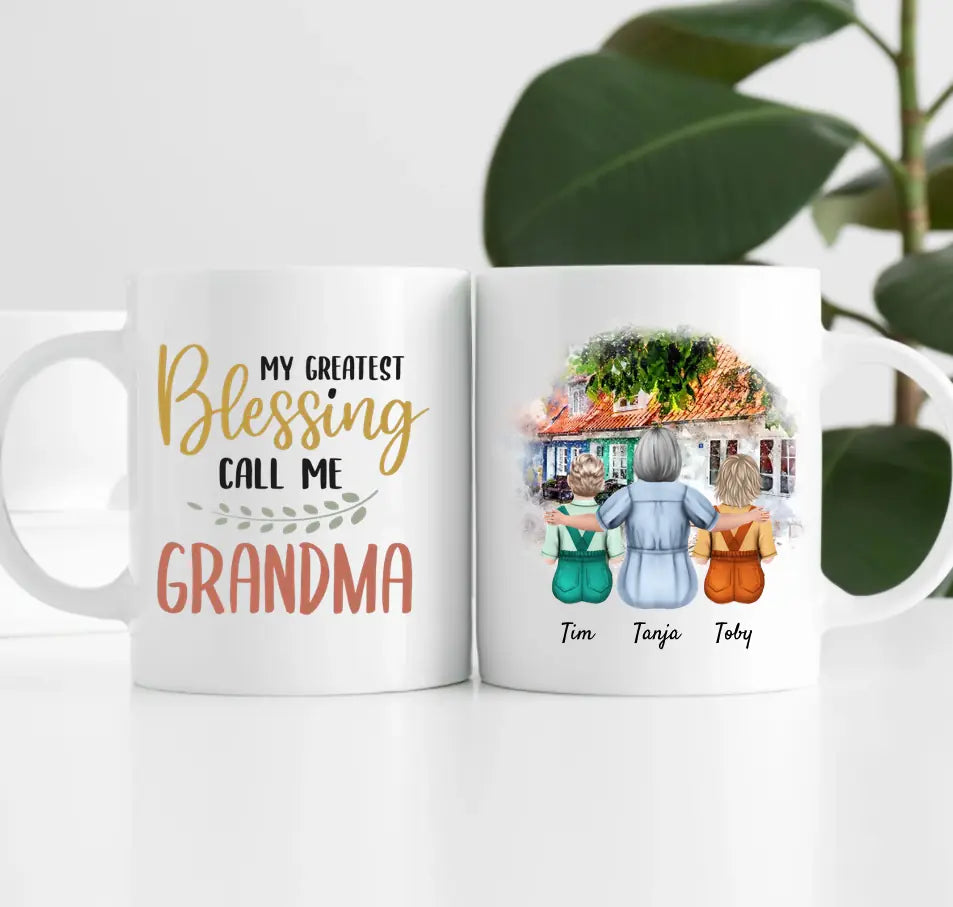 Oma mit 2 Enkel | Personalisierte Tasse