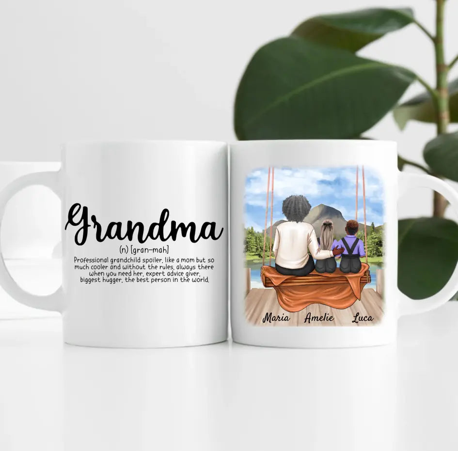 Oma mit Enkelin & Enkel | Personalisierte Tasse