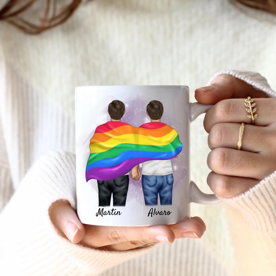 Pride men mit Flagge | Personalisierte Tasse