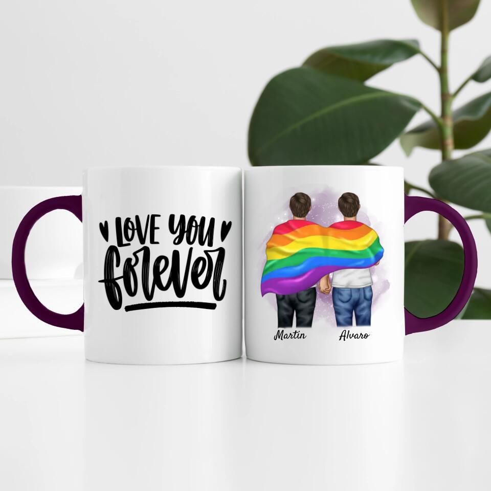 Pride men mit Flagge | Personalisierte Tasse