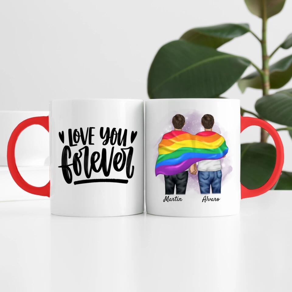 Pride men mit Flagge | Personalisierte Tasse