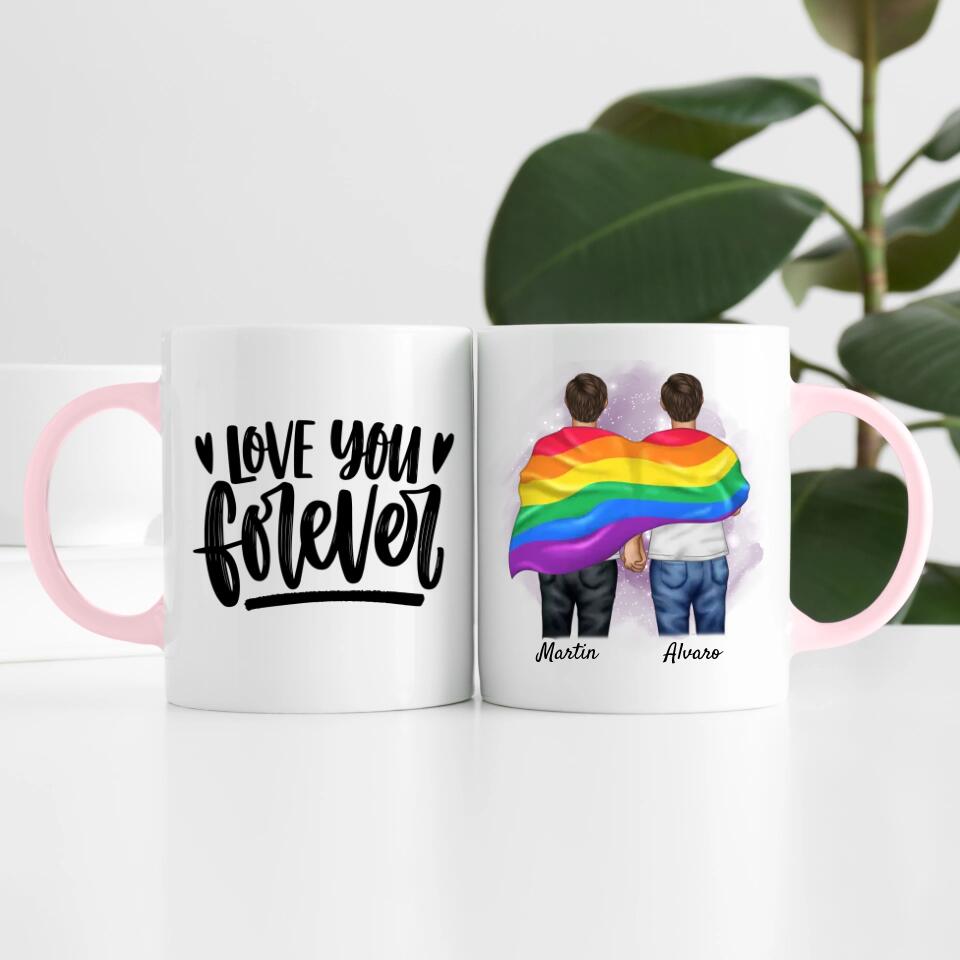 Pride men mit Flagge | Personalisierte Tasse