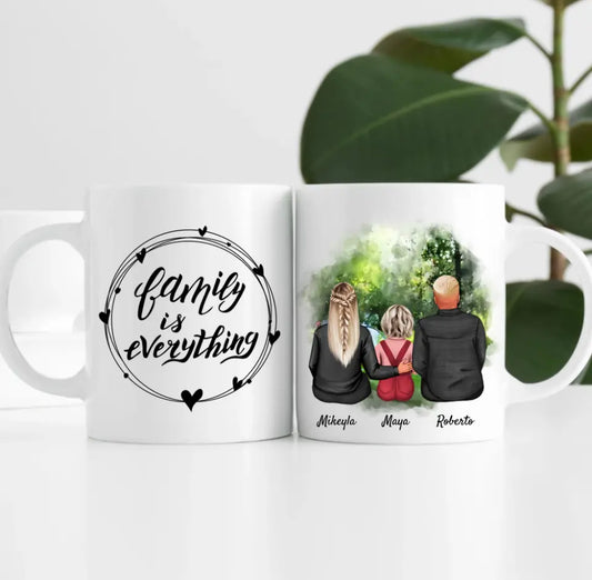 Eltern mit Tochter | Personalisierte Tasse