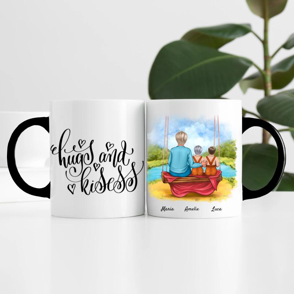 Mutter mit Tochter und Sohn | Personalisierte Tasse