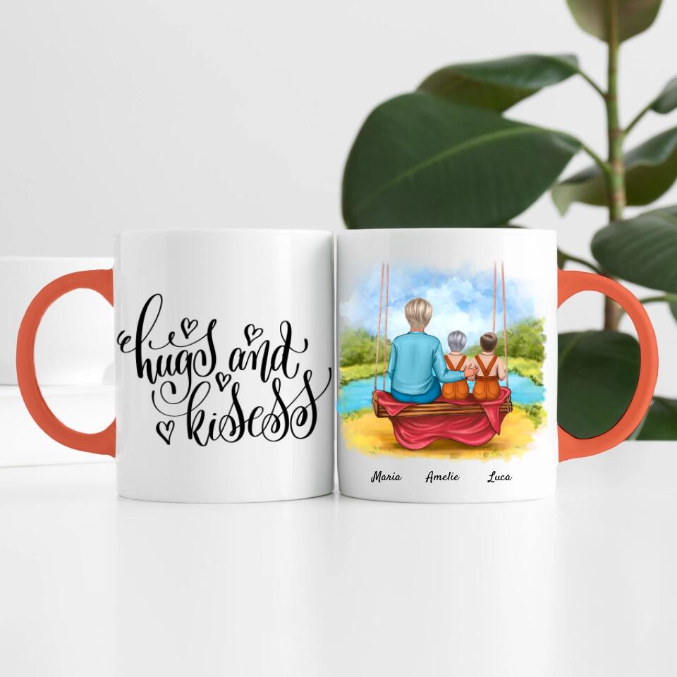 Mutter mit Tochter und Sohn | Personalisierte Tasse