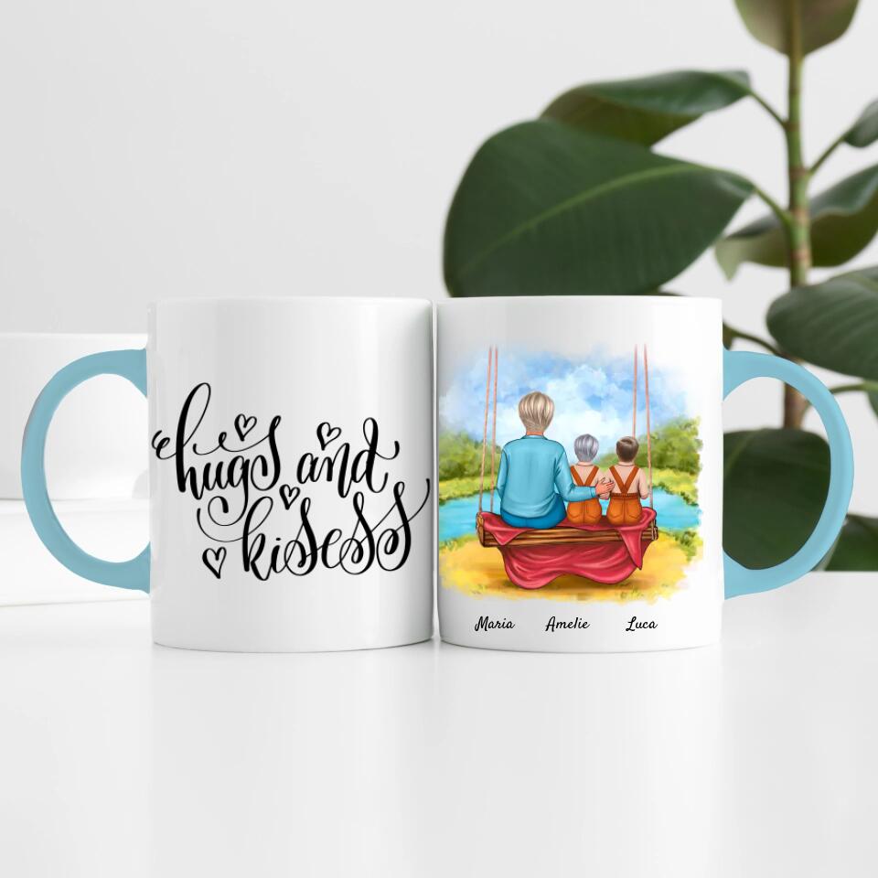 Mutter mit Tochter und Sohn | Personalisierte Tasse