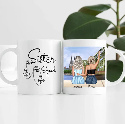 zwei Schwestern in Köln | Personalisierte Tasse