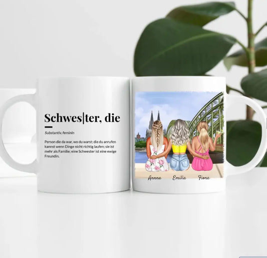 drei Schwestern in Köln | Personalisierte Tasse