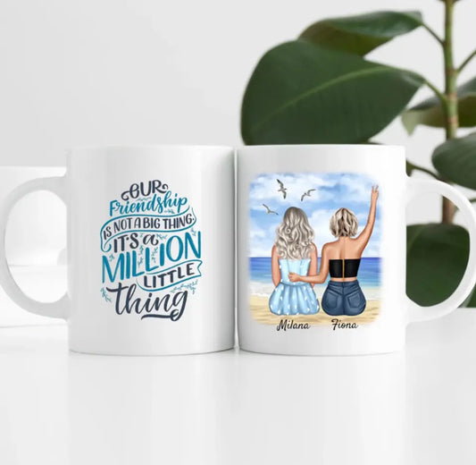 Beste Freundinnen am Strand | Personalisierte Tasse