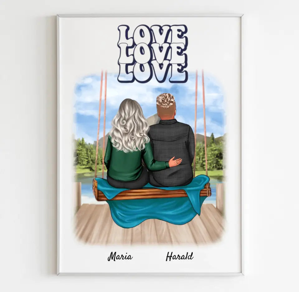 Paar auf Schaukel | Personalisiertes Poster, Leinwand