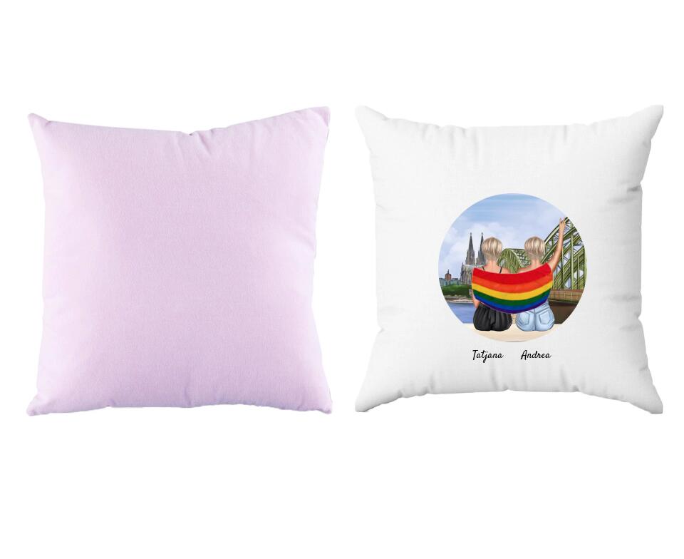 LGBTQ Paar in Köln (weiblich/divers) | Personalisiertes Kissen