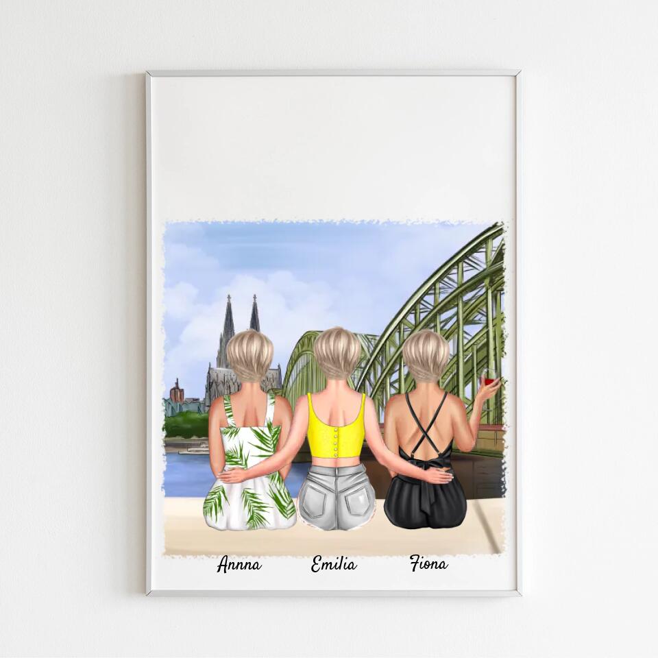 Drei Freunde in Köln | Personalisiertes Poster, Leinwand