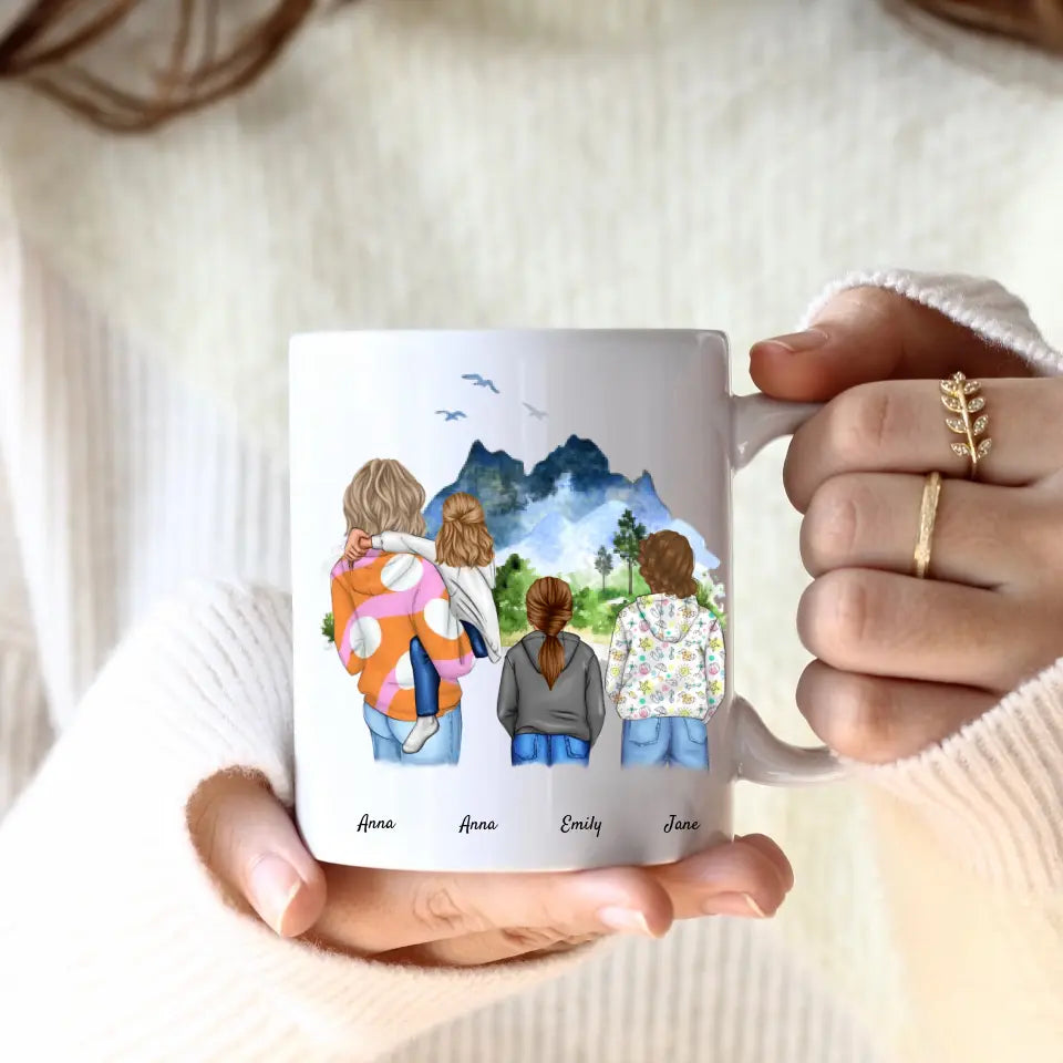 Großfamilie (4 Personen) I Personalisierte Tasse