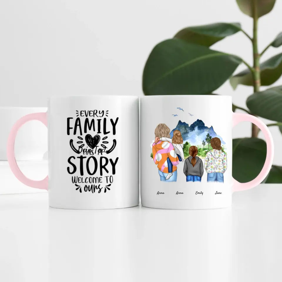 Großfamilie (4 Personen) I Personalisierte Tasse