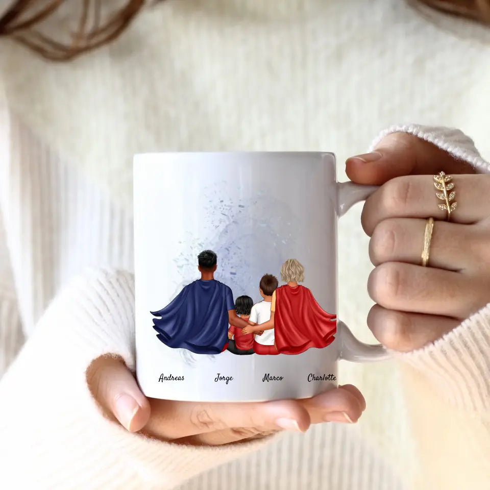 Super Familie (4 Personen) I Personalisierte Tasse