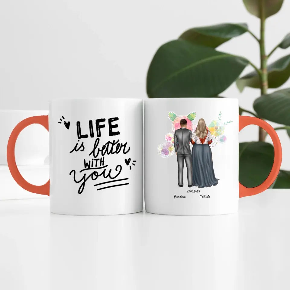 Brautpaar (2 Personen) | Personalisierte Tasse