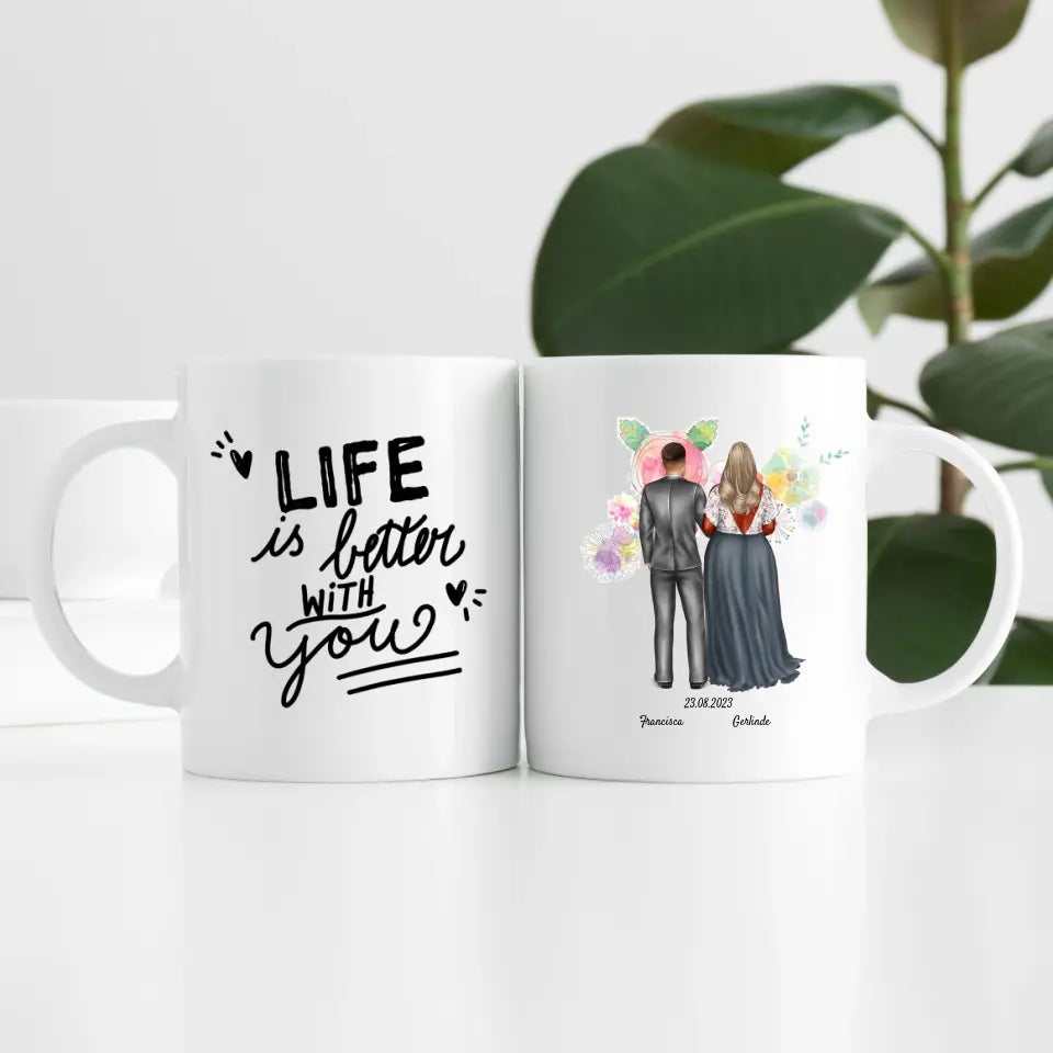 Brautpaar (2 Personen) | Personalisierte Tasse