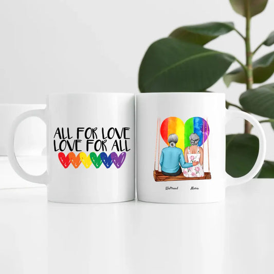Damen Paar LGBTQ+ (2 Personen) | Personalisierte Tasse