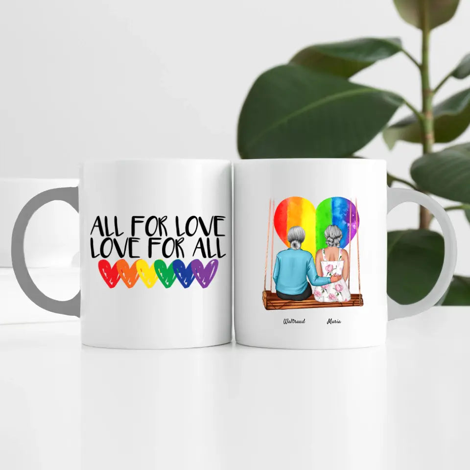 Damen Paar LGBTQ+ (2 Personen) | Personalisierte Tasse
