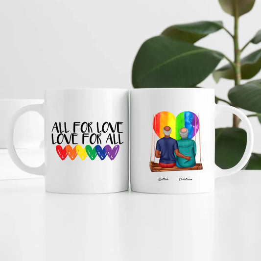 Herren Paar LGBTQ+ (2 Personen) | Personalisierte Tasse