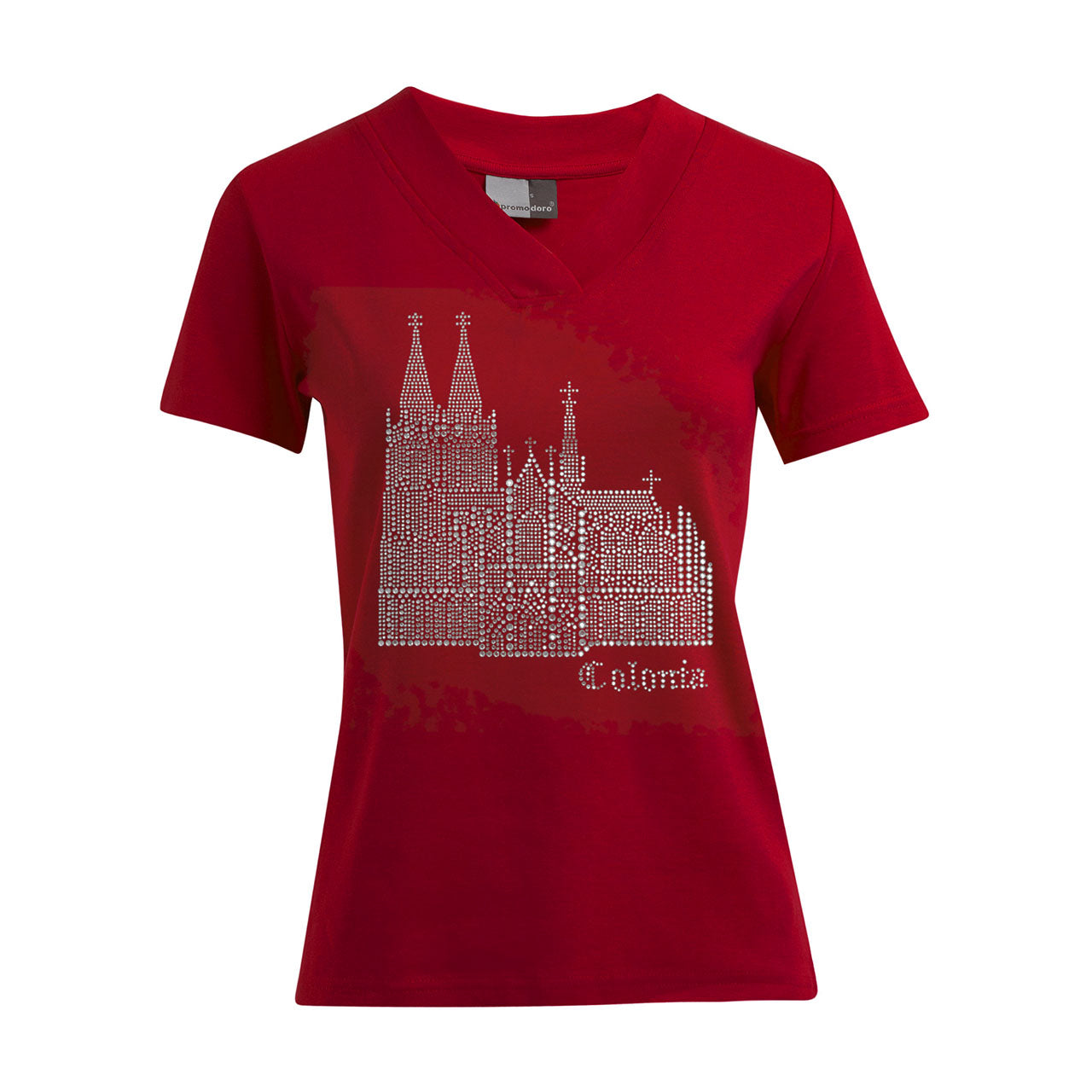 Damen T-Shirt mit V-Ausschnitt - Dom Colonia - Strass