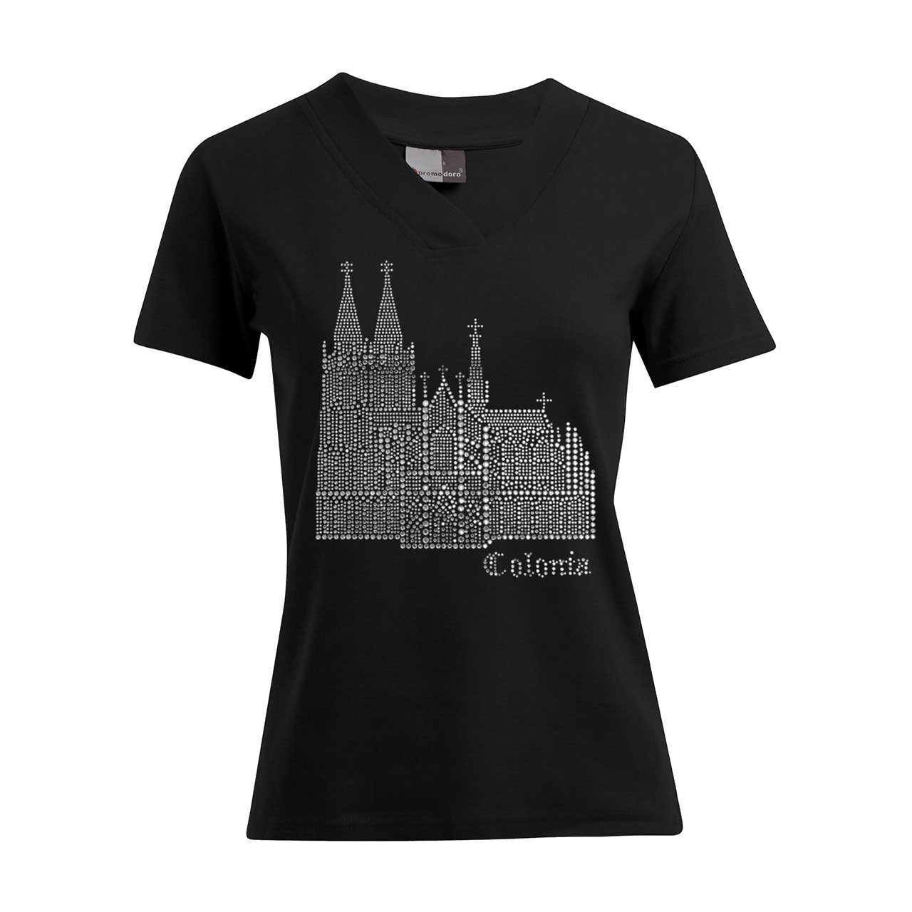 Damen T-Shirt mit V-Ausschnitt - Dom Colonia - Strass